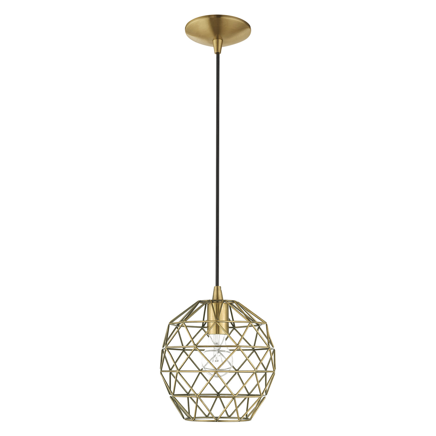 1 Light Antique Brass Single Pendant Pendant Livex