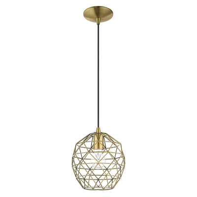 1 Light Antique Brass Single Pendant Pendant Livex