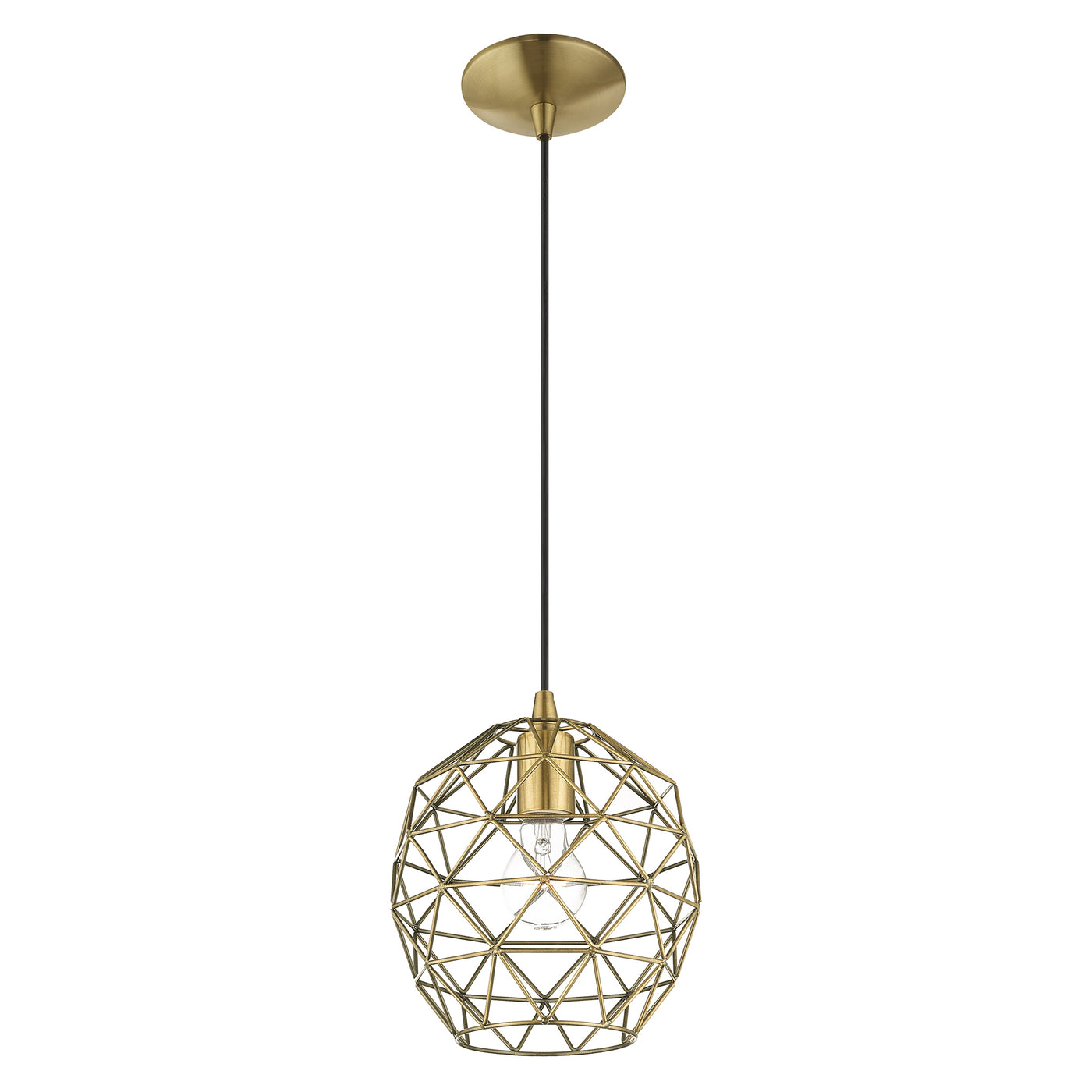 1 Light Antique Brass Single Pendant Pendant Livex