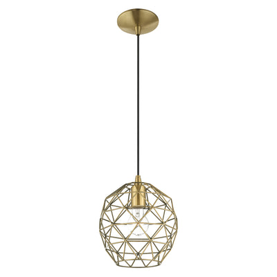 1 Light Antique Brass Single Pendant Pendant Livex