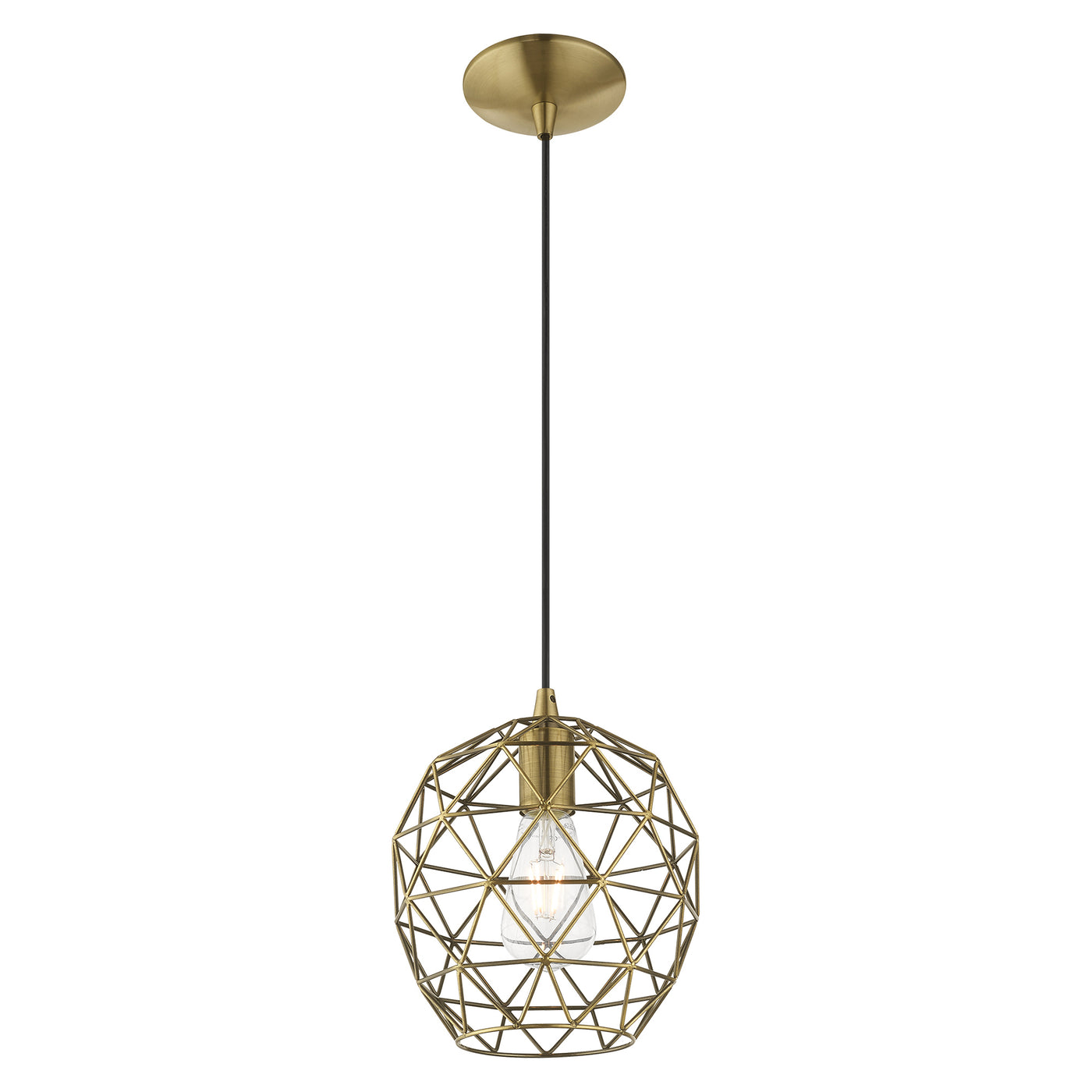 1 Light Antique Brass Single Pendant Pendant Livex