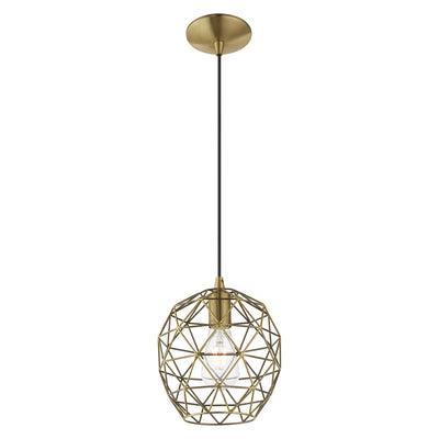 1 Light Antique Brass Single Pendant Pendant Livex