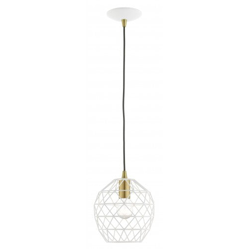 1 Light White Pendant Pendant Livex