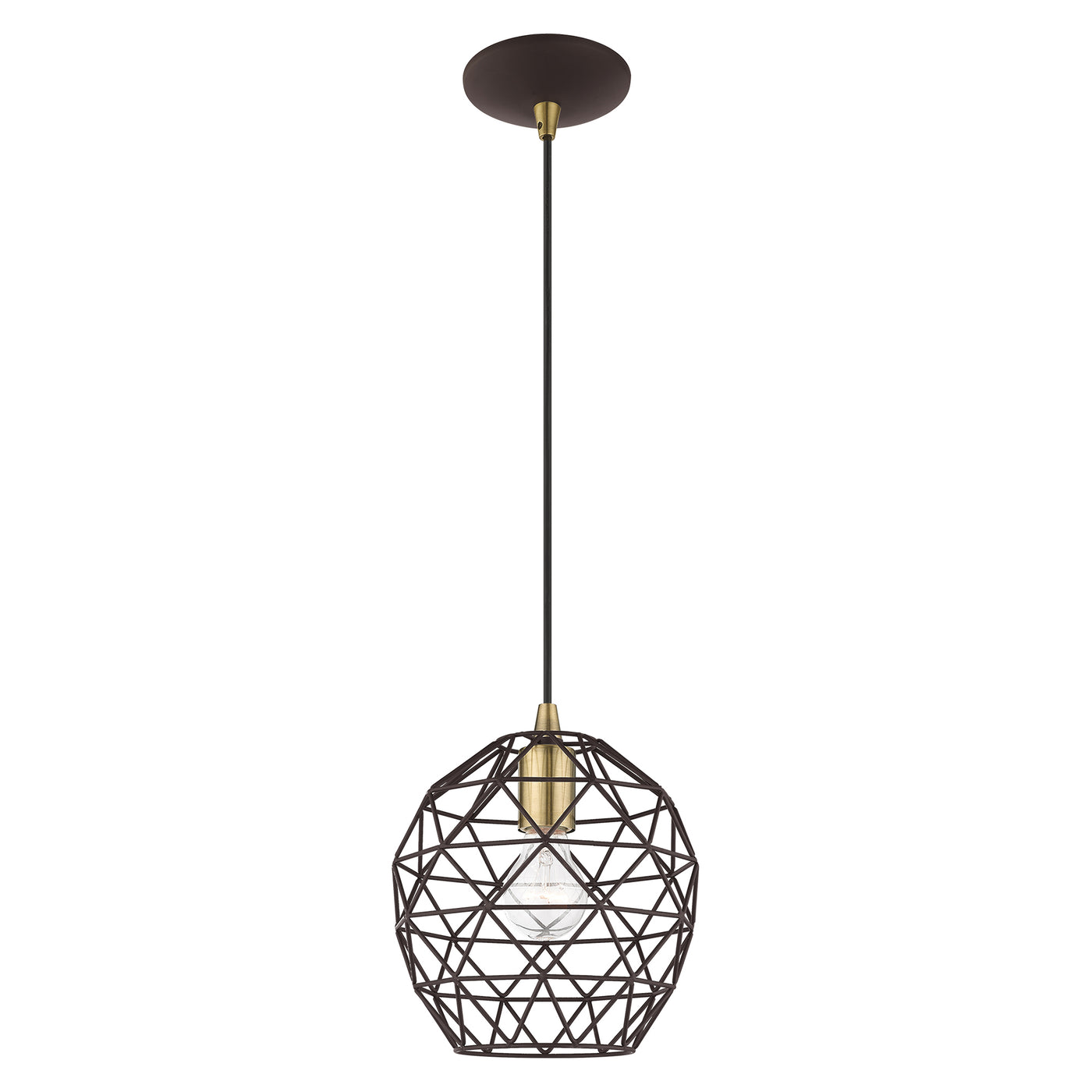 1 Light Bronze Single Pendant Pendant Livex