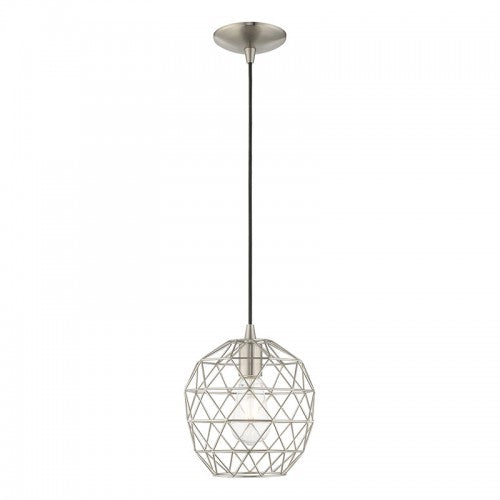 1 Light Brushed Nickel Single Pendant Pendant Livex