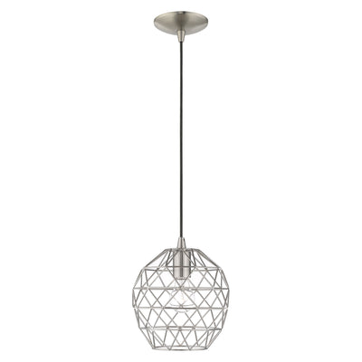 1 Light Brushed Nickel Single Pendant Pendant Livex