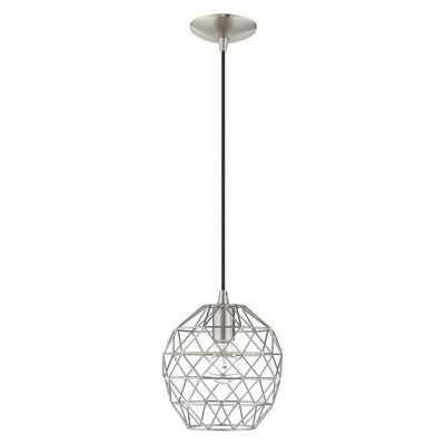 1 Light Brushed Nickel Single Pendant Pendant Livex