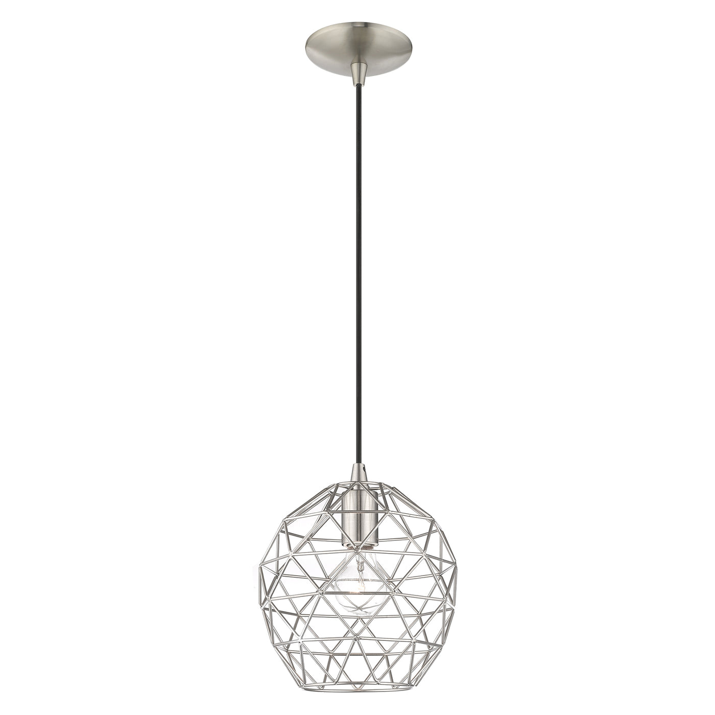 1 Light Brushed Nickel Single Pendant Pendant Livex