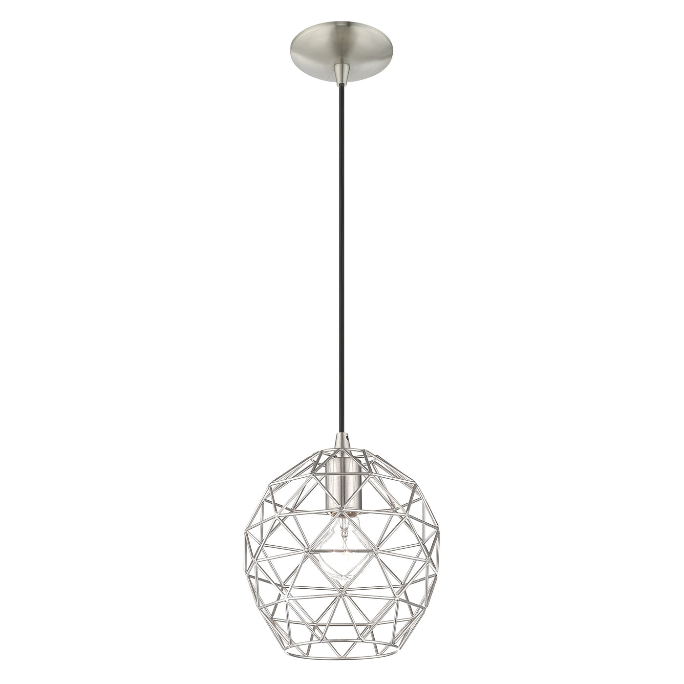 1 Light Brushed Nickel Single Pendant Pendant Livex