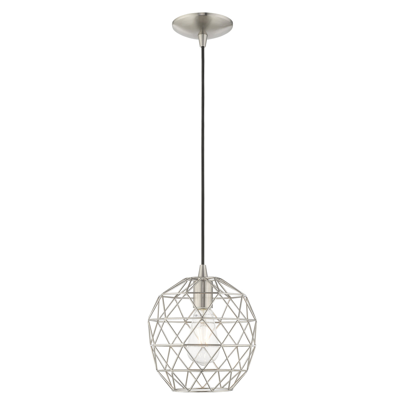 1 Light Brushed Nickel Single Pendant Pendant Livex