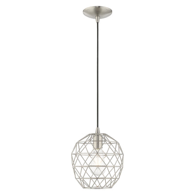 1 Light Brushed Nickel Single Pendant Pendant Livex