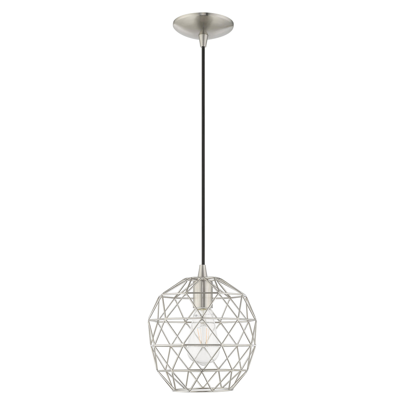 1 Light Brushed Nickel Single Pendant Pendant Livex