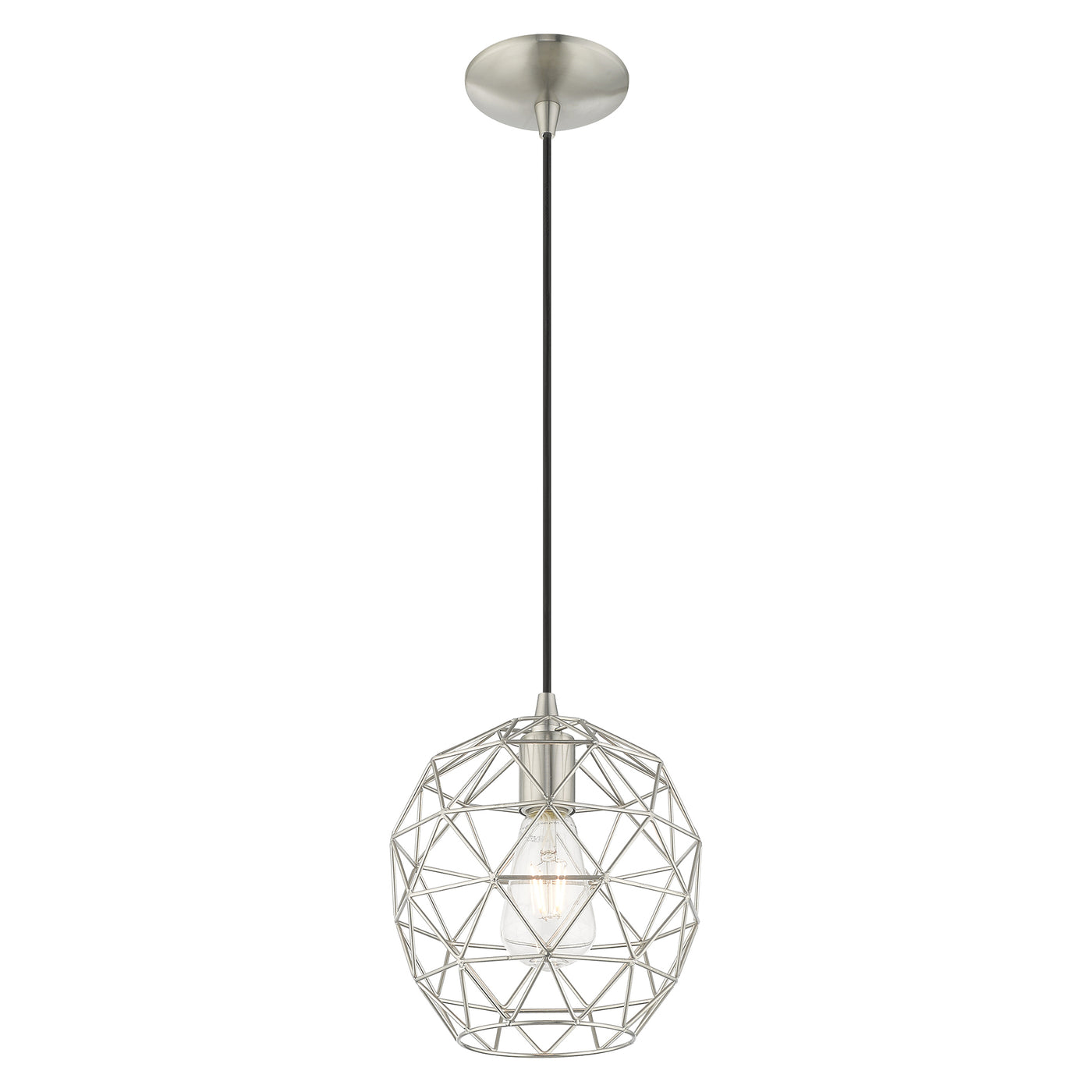 1 Light Brushed Nickel Single Pendant Pendant Livex