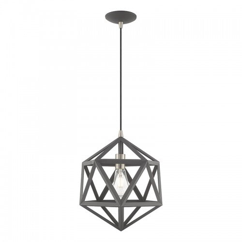 1 Light Scandinavian Gray Single Pendant Pendant Livex