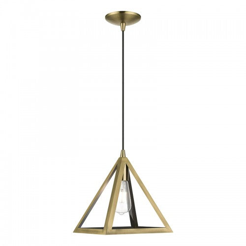 1 Light Antique Brass Pendant Pendant Livex