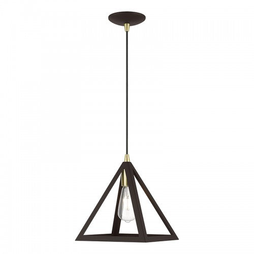 1 Light Bronze with Antique Brass Accents Pendant Pendant Livex