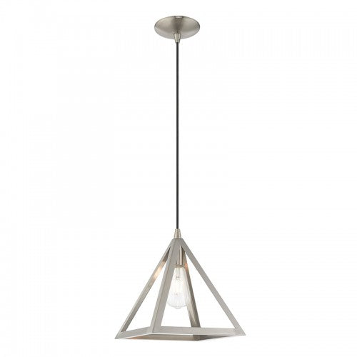 1 Light Brushed Nickel Single Pendant Pendant Livex