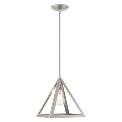 1 Light Brushed Nickel Single Pendant Pendant Livex