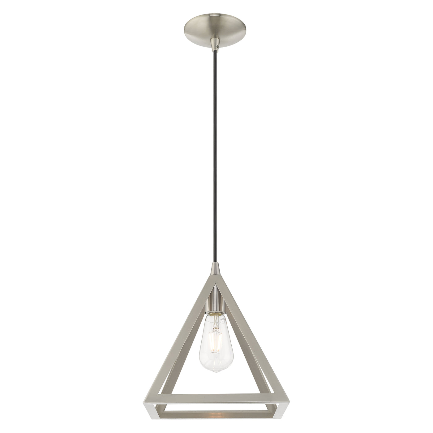 1 Light Brushed Nickel Single Pendant Pendant Livex