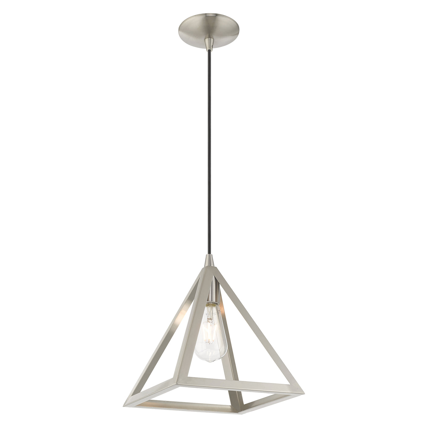 1 Light Brushed Nickel Single Pendant Pendant Livex