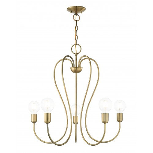 5 Light Antique Brass Chandelier Chandelier Livex