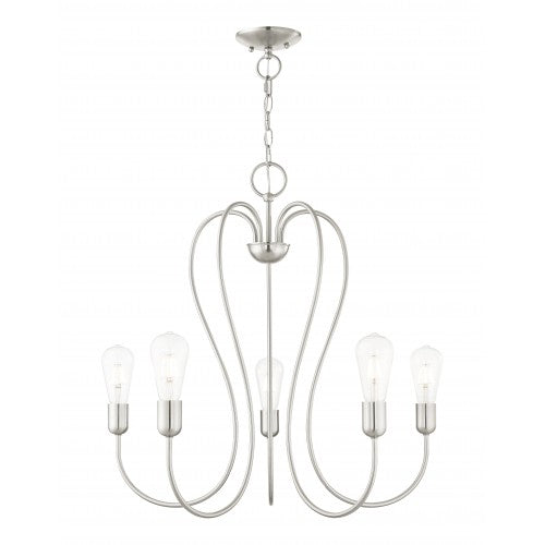 5 Light Brushed Nickel Chandelier Chandelier Livex