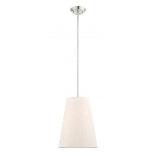 1 Light Brushed Nickel Shaded Chandelier Pendant Livex