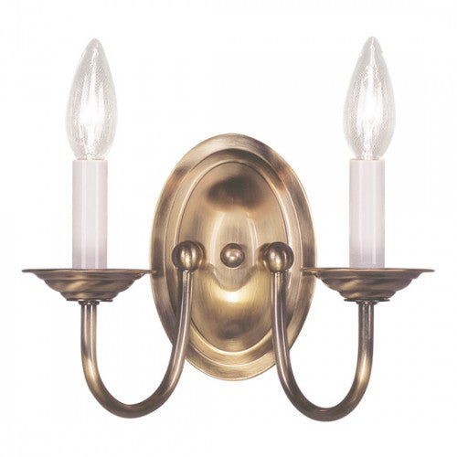 2 Light Antique Brass Wall Sconce Wall Sconce Livex