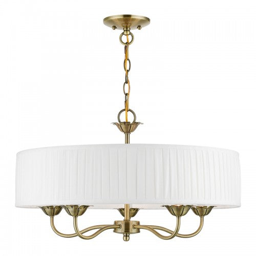 5 Light Antique Brass Pendant Chandelier Chandelier Livex