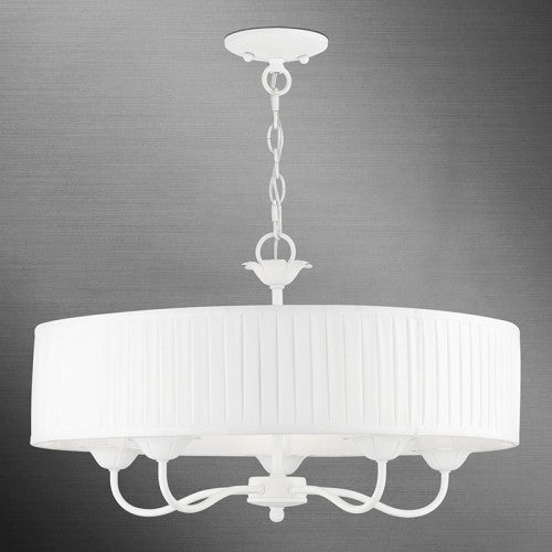 5 Light White Pendant Chandelier Chandelier Livex