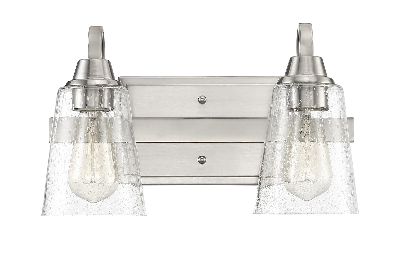 Grace 2 Light Vanity in Brushed Polished Nickel (Clear Seeded Glass) Bath and Vanity Craftmade