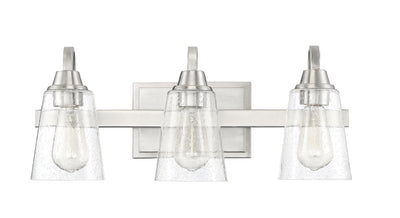 Grace 3 Light Vanity in Brushed Polished Nickel (Clear Seeded Glass) Bath and Vanity Craftmade