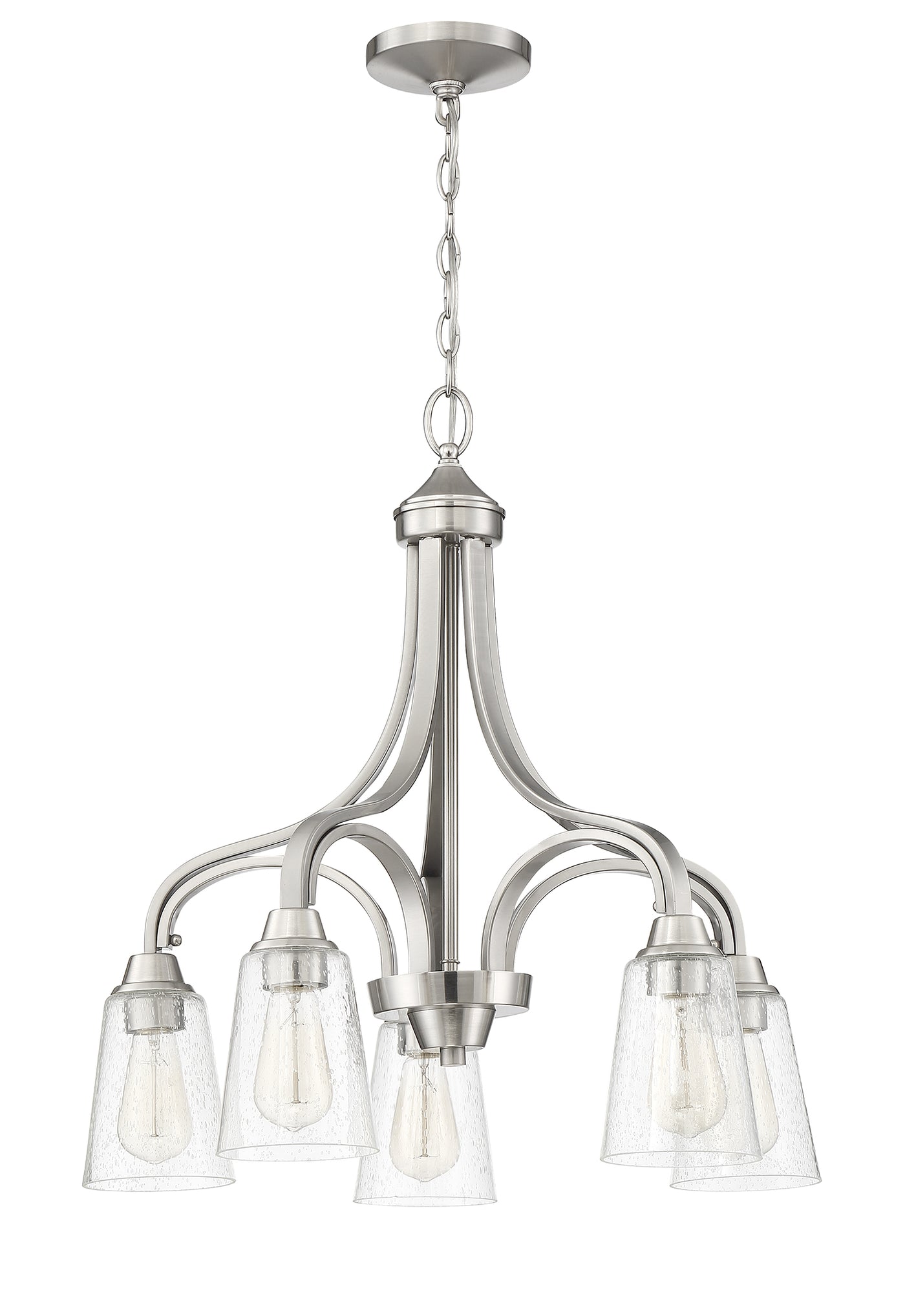 Grace 5 Light Down Chandelier in Brushed Polished Nickel (Clear Seeded Glass) Chandelier Craftmade