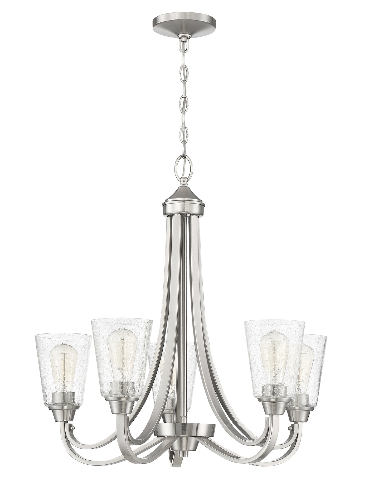 Grace 5 Light Chandelier in Brushed Polished Nickel (Clear Seeded Glass) Chandelier Craftmade