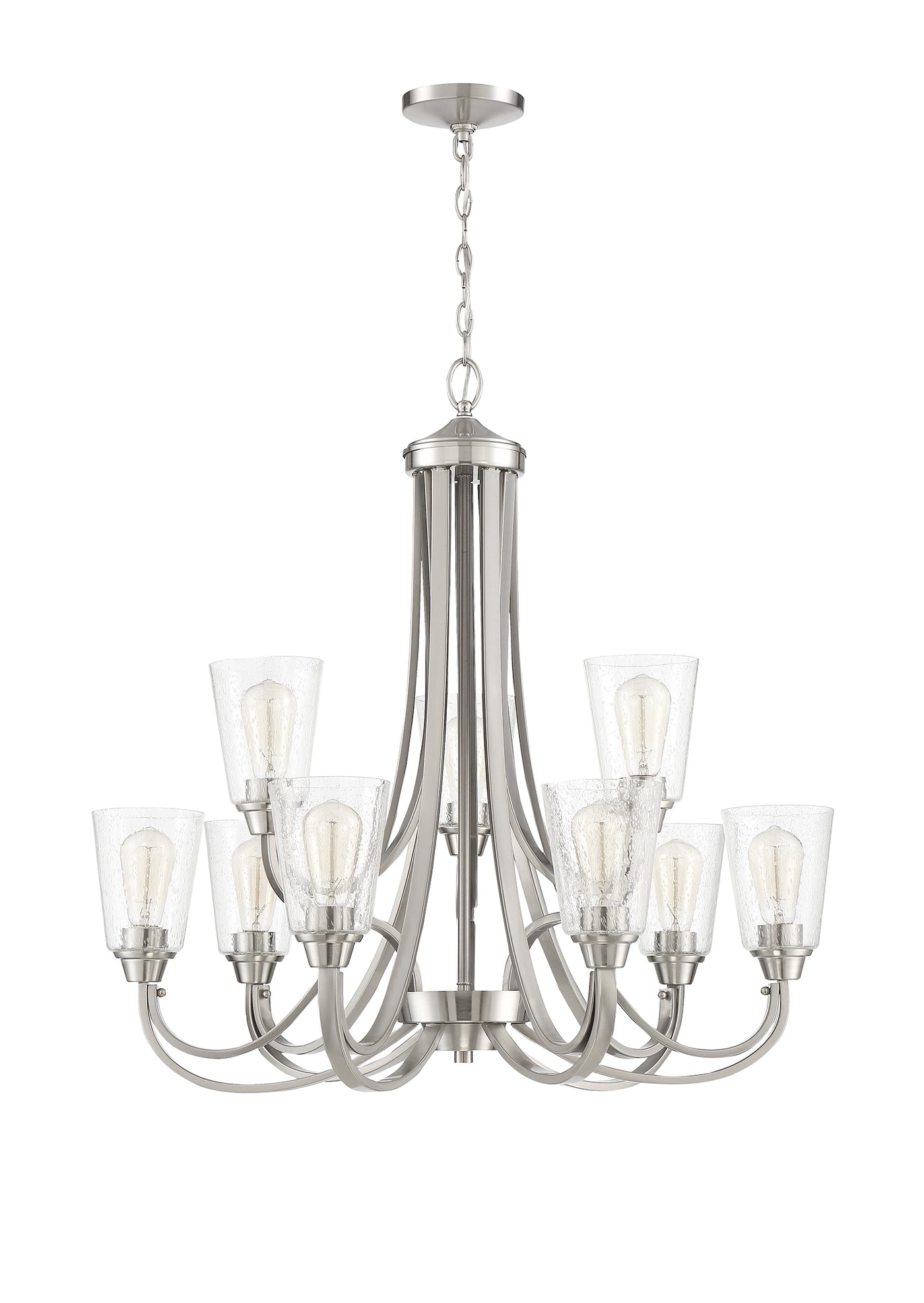 Grace 9 Light Chandelier in Brushed Polished Nickel (Clear Seeded Glass) Chandelier Craftmade