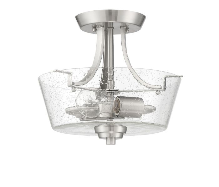 Grace 2 Light Convertible Semi Flush in Brushed Polished Nickel (Clear Seeded Glass) Semi Flush Craftmade