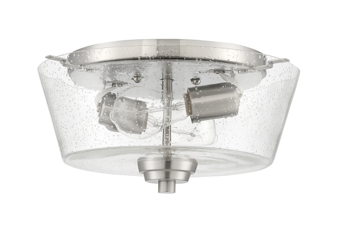 Grace 2 Light Flushmount in Brushed Polished Nickel (Clear Seeded Glass) Flush Mount Craftmade