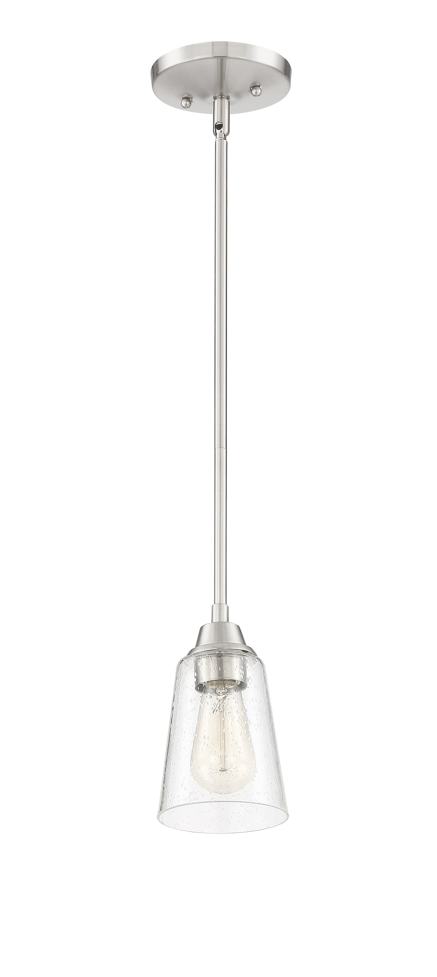 Grace 1 Light Mini Pendant in Brushed Polished Nickel (Clear Seeed Glass) Pendant Craftmade