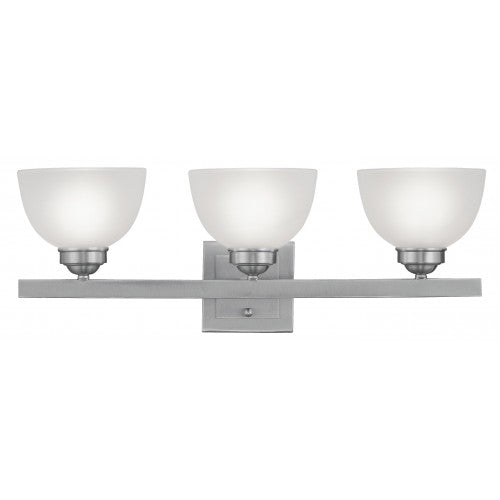 3 Light Brushed Nickel Bath Light Wall Sconce Livex