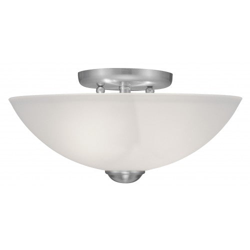 2 Light Brushed Nickel Ceiling Mount Semi Flush Livex