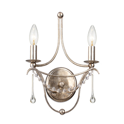 Metro 2 Light Antique Silver Sconce Wall Sconce Crystorama