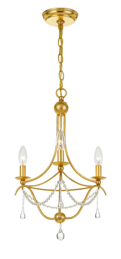 Metro 3 Light Antique Gold Mini Chandelier Chandelier Crystorama