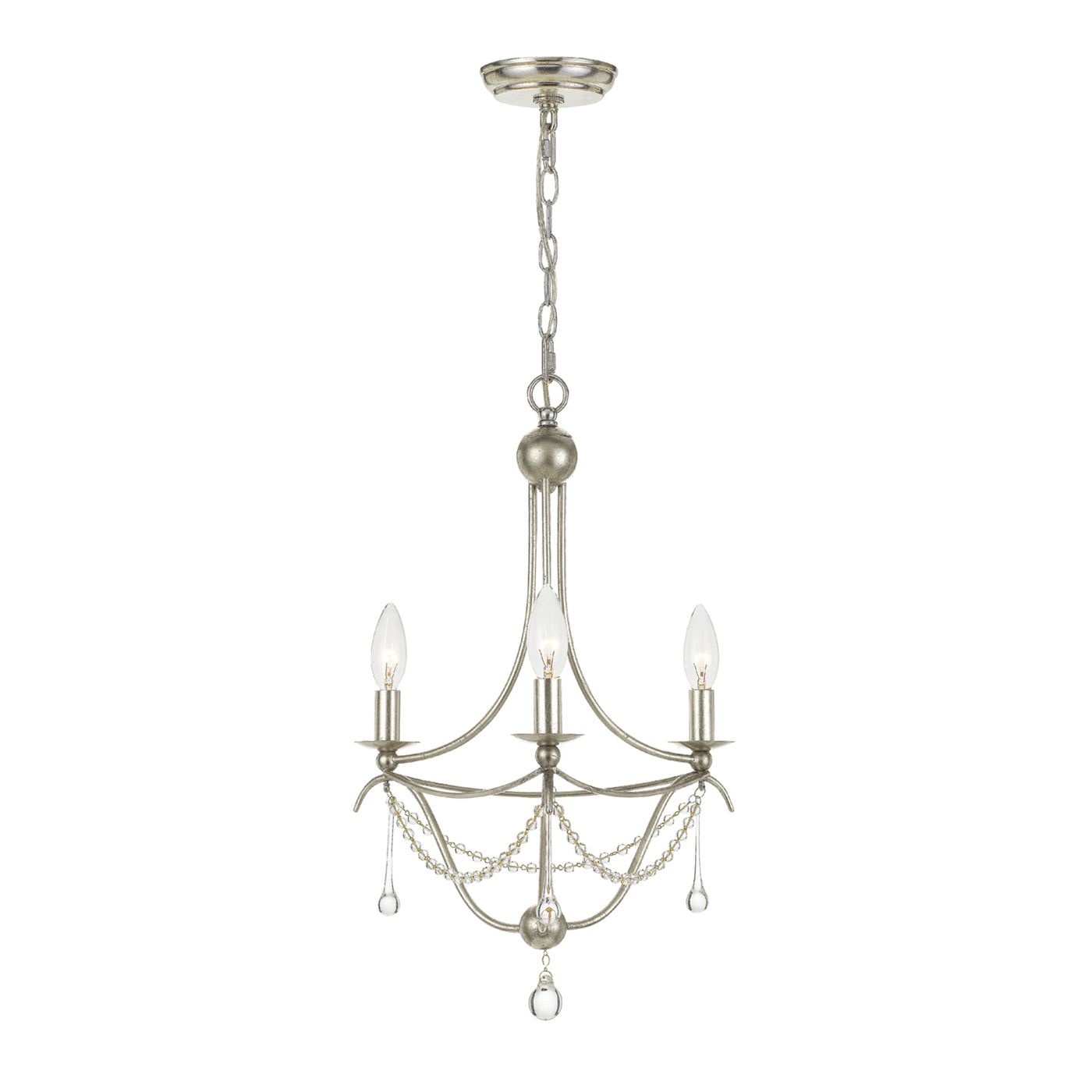 Metro 3 Light Antique Silver Mini Chandelier Chandelier Crystorama