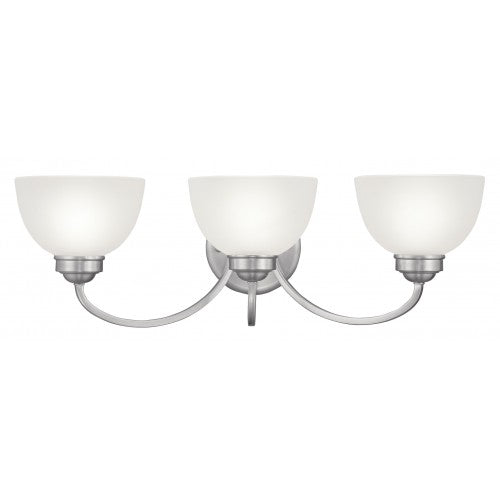 3 Light Brushed Nickel Bath Light Wall Sconce Livex