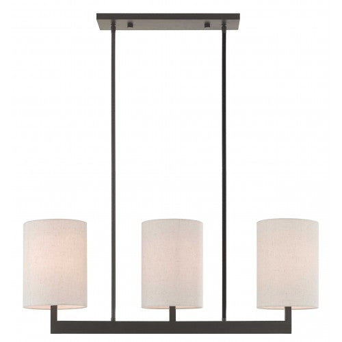 3 Light Bronze Linear Chandelier Linear Livex