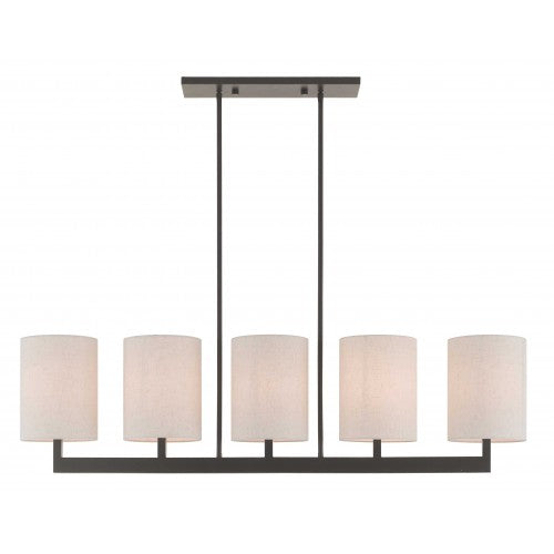 5 Light Bronze Linear Chandelier Linear Livex