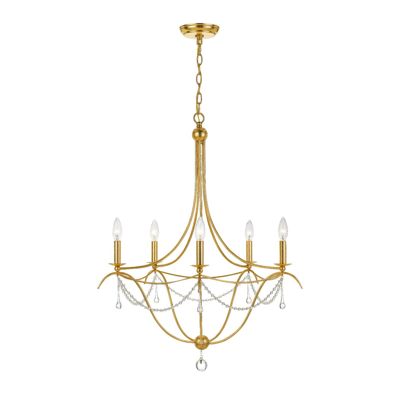 Metro 5 Light Antique Gold Chandelier Chandelier Crystorama