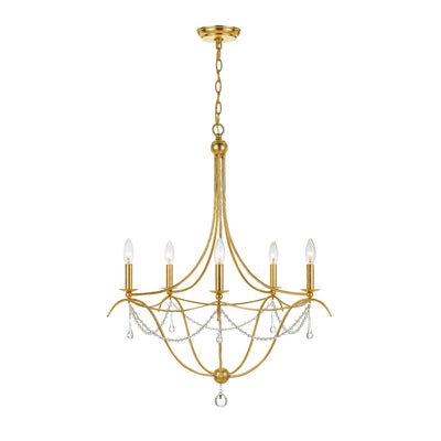 Metro 5 Light Antique Gold Chandelier Chandelier Crystorama