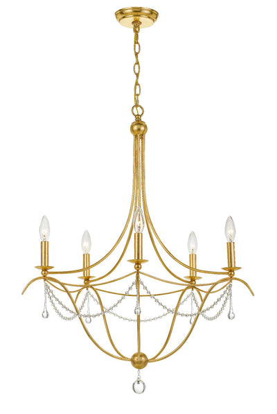 Metro 5 Light Antique Gold Chandelier Chandelier Crystorama