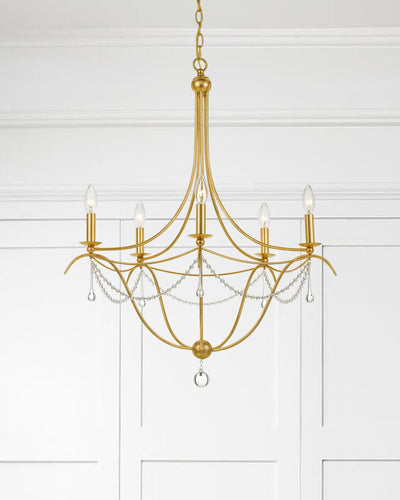 Metro 5 Light Antique Gold Chandelier Chandelier Crystorama